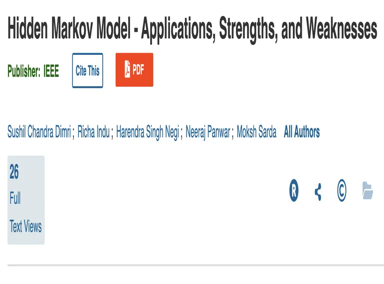 Hidden Markov Model—Applications, Strengths, and Weaknesses